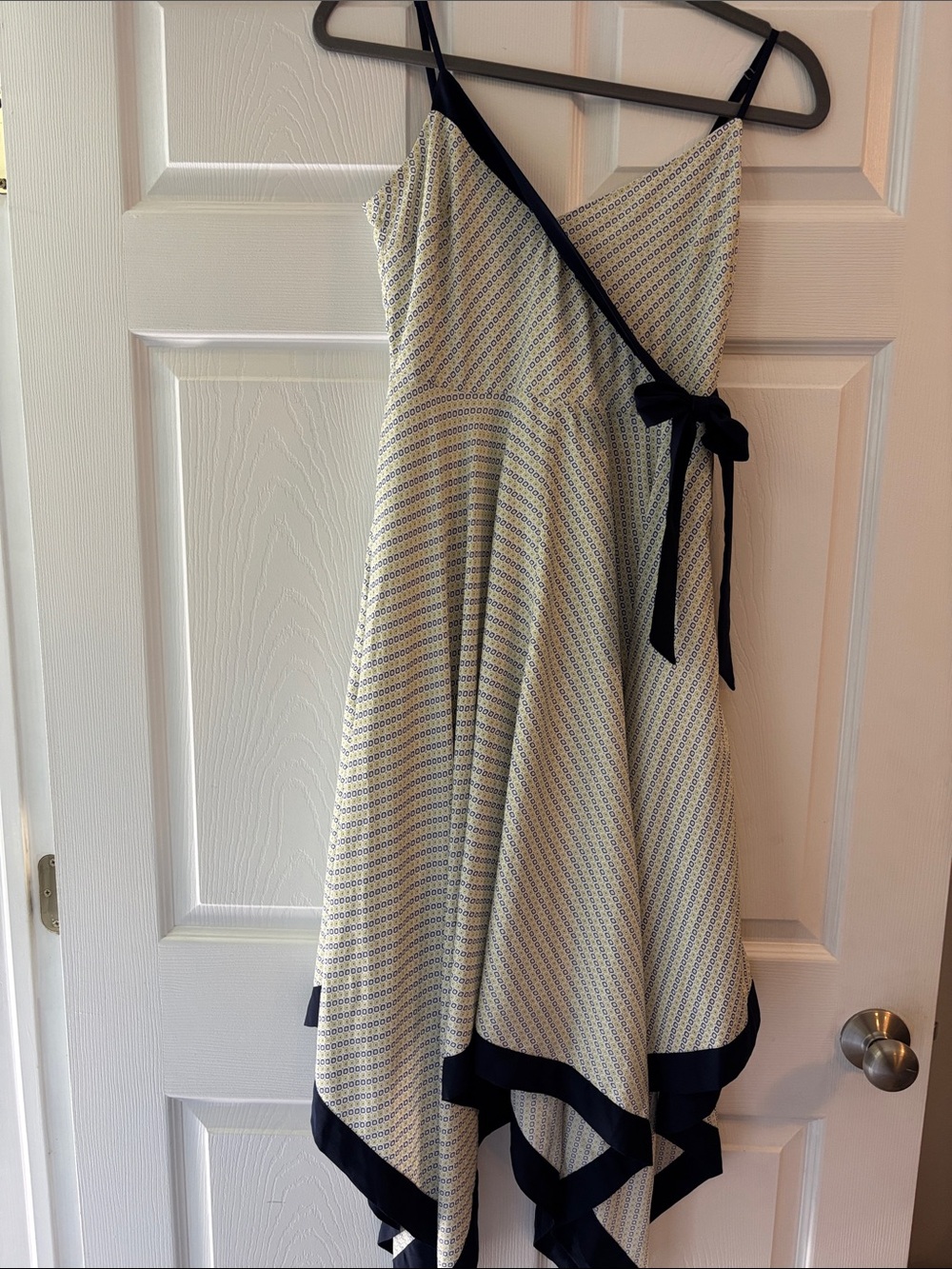 Banana Republic Cream and Navy Handkerchief Midi Dress